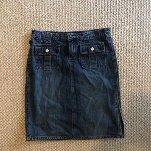 Denim mini skirt with side slit